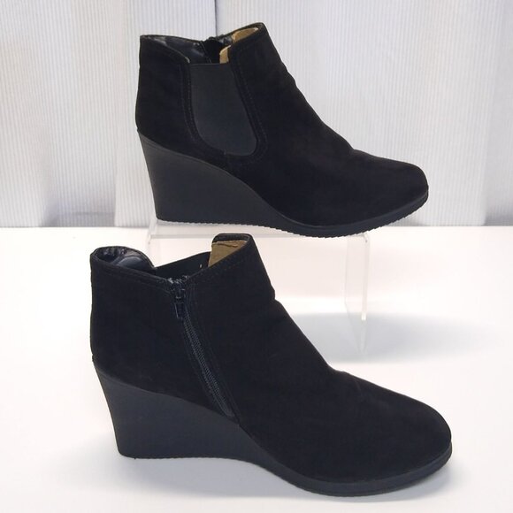 White Mountain Solange Black Wedge Chelsea Boots Size 12M Expandable Side & Zip - Picture 6 of 8